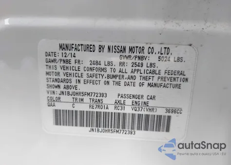2015 Infiniti Qx50 Journey from USA, damaged, VIN JN1BJ0HR5FM772393